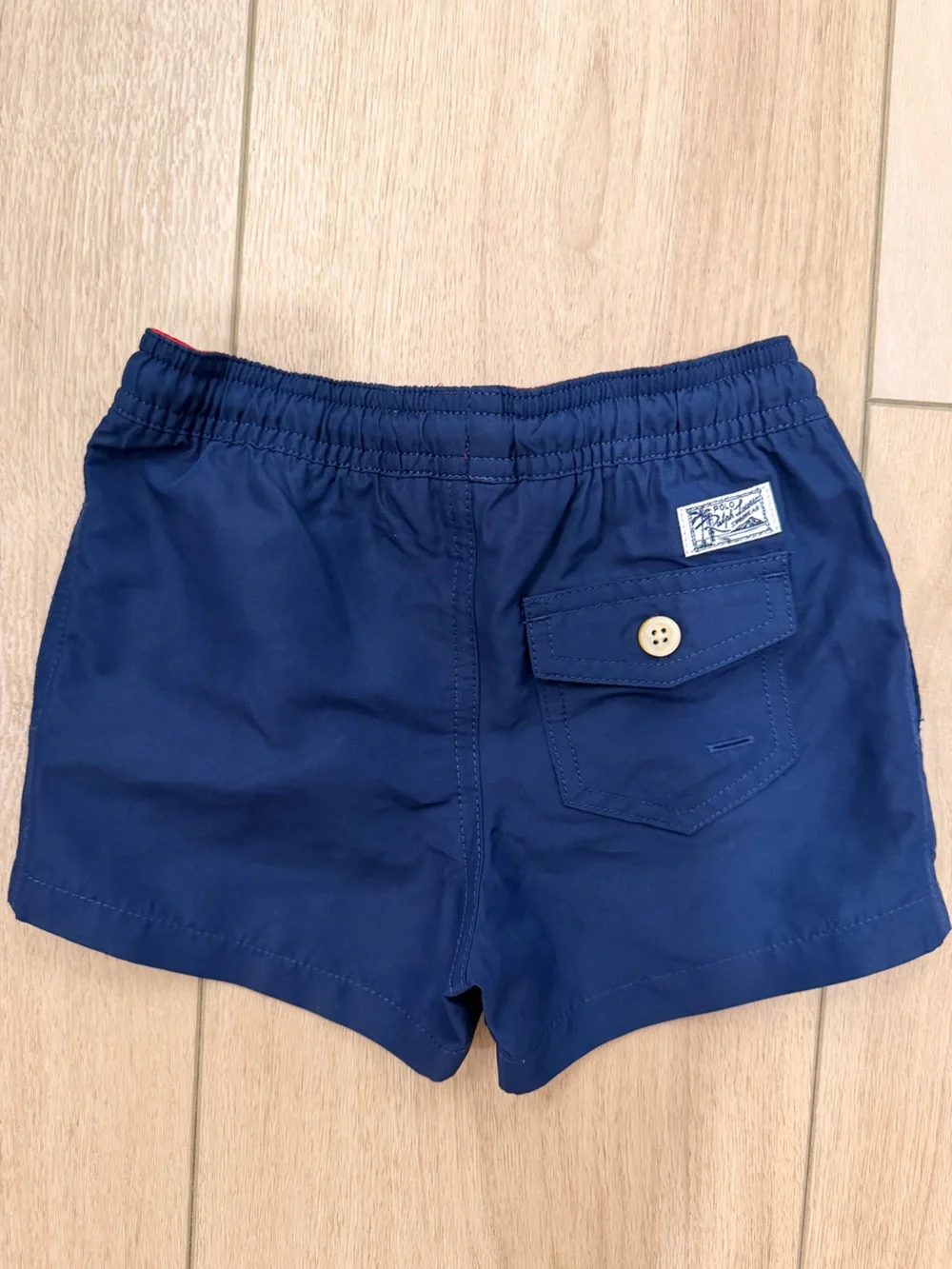 Polo by Ralph Lauren Navy Swim Trunks with Red Trim and White Drawstring